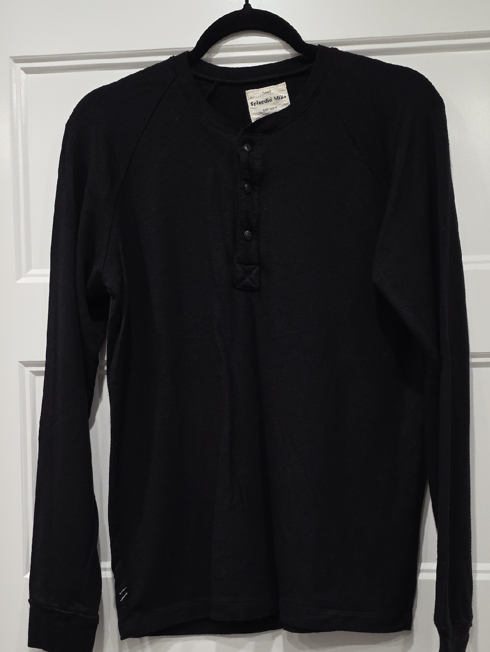 Splendid Black Long-Sleeve Henley Shirt